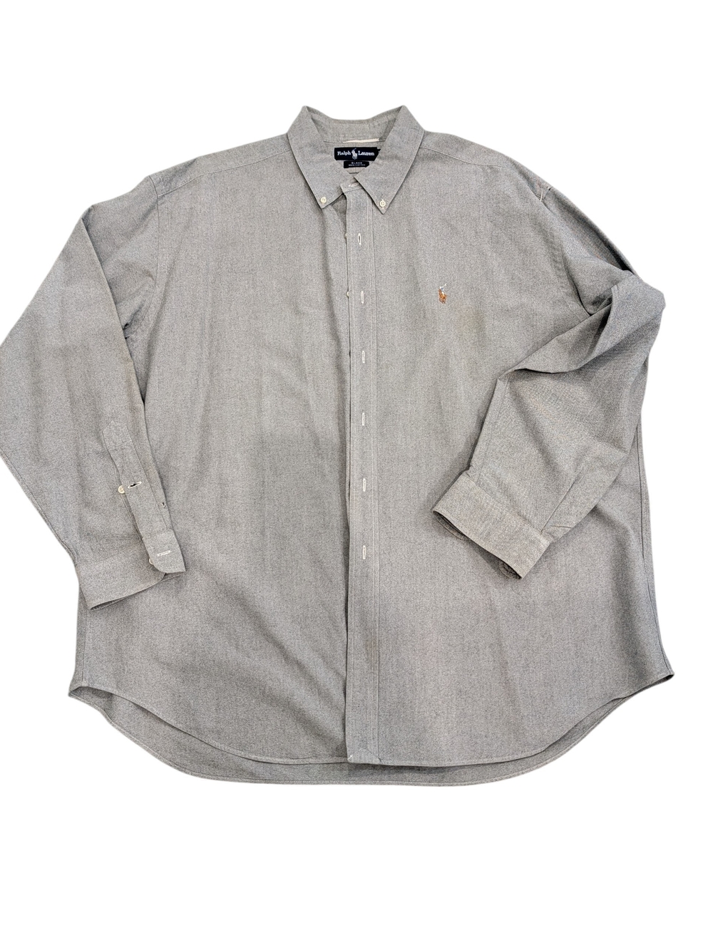 Vintage 90s Polo Ralph Lauren Blake Shirt Mens XXL Gray Oxford Cotton Pony